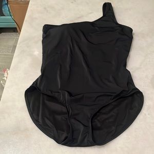 Spanx Swimsuit, black. Cold shoulder, size 16. Worn once!